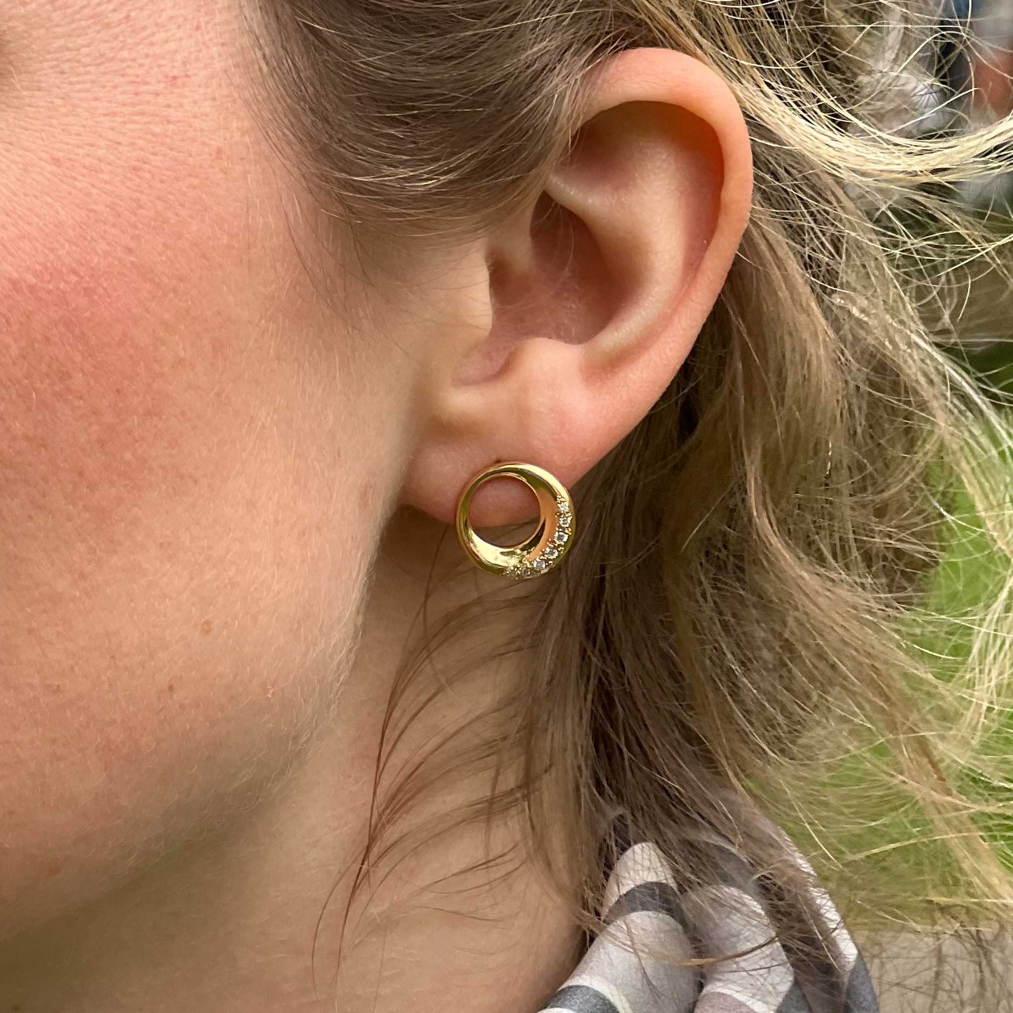 9ct Gold Wave Earrings with Lab Grown Diamonds